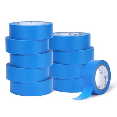 10Rolls Painters Tape 1.5 inch Wide Bulk Blue Masking Tape 1.41in x 55yards - size: 1.41 inch × 10 Rolls