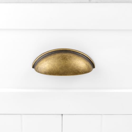 3 Inch Antique Brass Drawer Pulls Cabinet Cup Pulls 10 Pack 1886 - color: Antique Brass