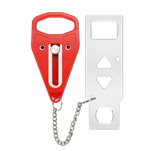 Portable Door Lock Easy to Install Without Drilling Home Security Door Lock Travel Lockdown Locks Perfect for Traveling Home Hotel Apartment College for Additional Safety and Privacy (Red) - color: Red