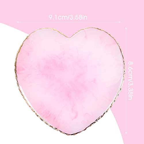 Resin Nail Art Palette Nail Mixing Palette Polish Color Mixing Plate Golden Edge Nail Holder Display Board Heart Shape Cosmetic Mixing Tools (Pink) - color: Pink
