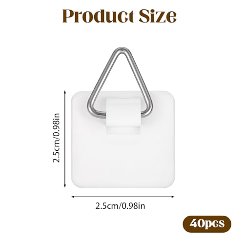 40Pcs Adhesive Picture Hangers for The Wall Plate Hangers Stick On Hooks Sticky Picture Frame Hooks for Pictures Frames Heavy Duty Pictures Hanging Hoops Without Nails