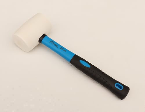 24-Ounces White Solid Rubber Mallet, Fiberglass Handle with Soft Rubber Grip, Total Weight 2.1LB, Non Marking Hammer (24oz) - size: 24oz
