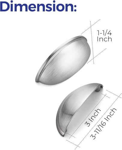 Ravinte Brushed Nickel Cabinet Pulls Drawer Cup Handles 3 Inch CC, 12 Pack - color: Brushed Nickel