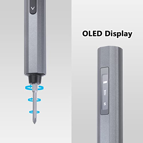 Precision Screwdriver Set, 5 Gear Torque, Mini Electric Screwdriver with OLED Screen, Small Screwdriver Set Rechargeable with 48 multifunctional bits and shadowless LED lights