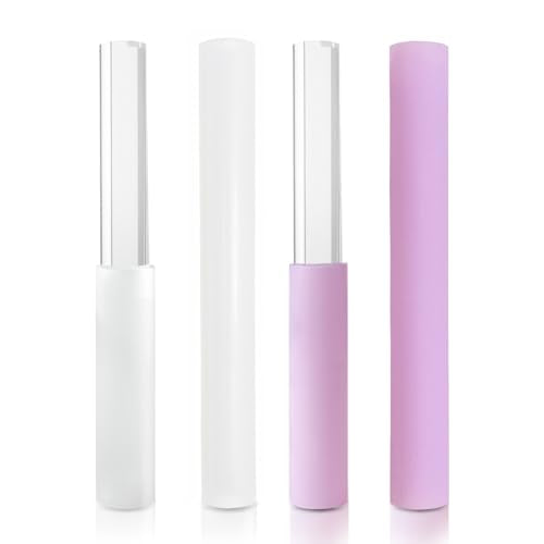 4 Pcs Singing Bowl Mallet Set Includes Solid and Hollow Acrylic Silicone Rubber Striker Mallet for Playing Quartz Crystal Singing Bowls with Bundle Pocket(WhitePurple) - color: WhitePurple