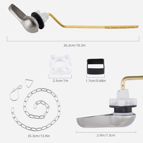 iFealClear Universal Metal Toilet Tank Flush Lever Replacement, Side Mount Toilet Handle Replacement Kit, Solid Brass Toilet Trip Lever Fits Most Toilets, Stainless Steel Chain, Brushed Nickel - color: Brushed Nickel, style: Side Mount Design