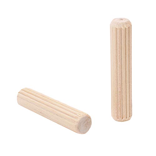 100PCS 5/16" Wood Dowel Pins, Grooved Hardwood Dowels for Furniture Joinery