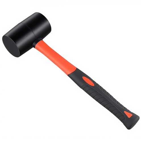 ZOENHOU 3 PCS 16oz 24oz 32oz Black Rubber Mallet Hammer, Solid Rubber Mallet Head with Non Slip Handle, Rubber Hammer for All Projects - color: Black, size: 16Oz 24Oz 32Oz