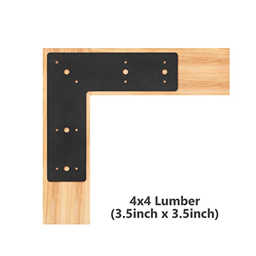 Sihnman 10"x10" L Shape Steel Flat Bracket (2 pc) with Powder Coating as Mending Plate, Right Angle Brackets, Corner Bracket, L Strap. Corner Angles Plate with Holes, L Plate for Truss framing.