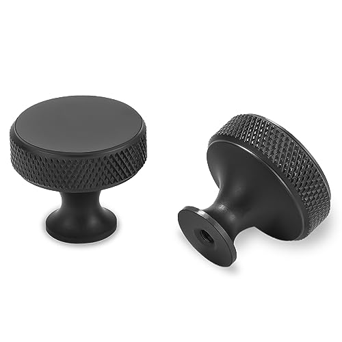 10 Pack Matte Black Kitchen Cabinet Knobs Knurled Cabinet Knobs Black Drawer Knobs Kitchen Cabinet Hardware Handles - color: Matte Black, size: Standard