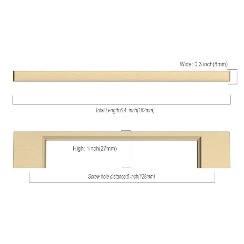 Asidrama 10 Pack 5 Inch(128mm) Brushed Brass Kitchen Cabinet Handles, Cabinet Pulls Kitchen Cabinet Hardware for Cupboard Drawer Pulls - color: Brushed Brass, size: 5" Hole Center(128mm), style: 10 Pack