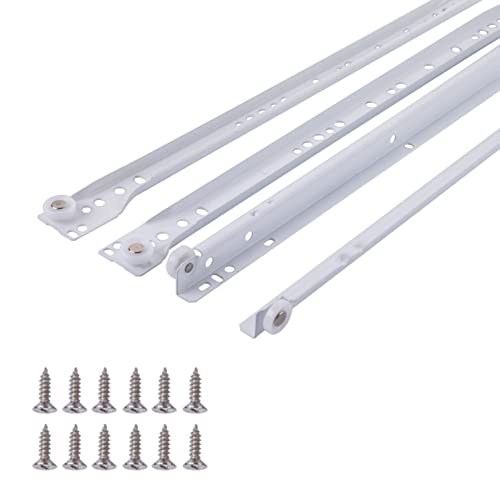 16" Bottom-Mount Drawer Slide Kit, Steel Tracks, 1.2 mm Thick, 1-Pair, White Powder Coat Finish - size: 16 in