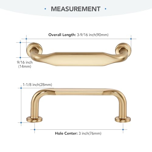 HOME EDIT Champagne Bronze Solid Cabinet Handles & Pulls 3 Inch 10 Pack - color: Champagne Bronze, size: 3 inches Hole Center