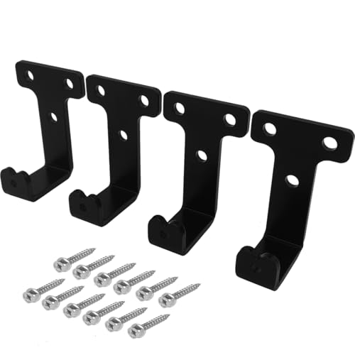 4 PCS black heavy duty metal flat j hooks for hanging 180 lbs,wall mount hooks,plant hanger large steel utility masonry industrial hook for Hanging Garage Storage Home Office Gym Sports Equipment(M) - size: Medium
