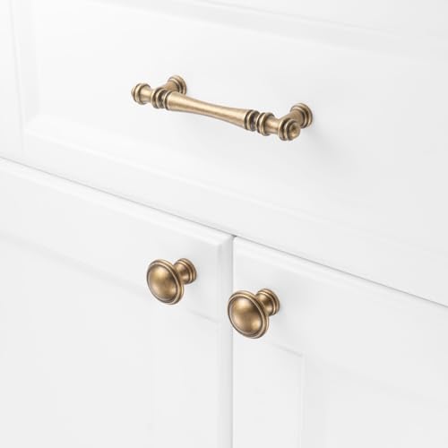KOOFIZO 10 Pack 3-3/4 in Antique Brass Cabinet Pull Brass Drawer Handle P30 - color: Antique Brass, size: 3-3/4" CC - 10Pcs