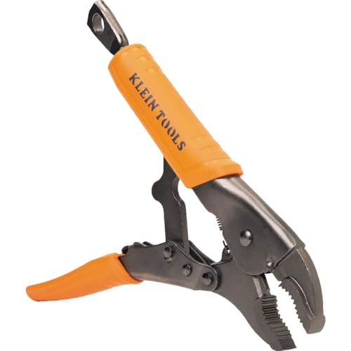 Klein Tools 38602 Curved Jaw Locking Pliers with Quick Release Handles, Intuitive Thumb Knob, High Torque and Gripping Power, 10-Inch - size: 10-Inch