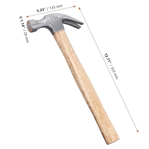 LEXININ 6 Pcs 16oz Claw Hammer, Carpenter Hammer with Wood Handle for Nail Removal Home Use