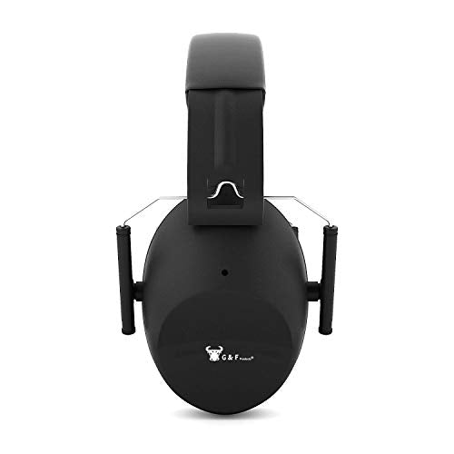 G & F PRODUCTS Earmuffs hearing protection with low profile passive folding design 26dB NRR and reduces up to 125dB, black (Pack of 2)