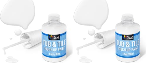 DWIL Tub and Tile Paint, White Touch Up Paint for Porcelain, Scratches, Cracks and Spots on Tile, Porcelain Repair Kit for Bathtub, Sinks, Enamel and Toilets, 1.5 Fl Oz(White) (Pack of 2) - color: White, size: 1.5 Fl Oz (Pack of 2)
