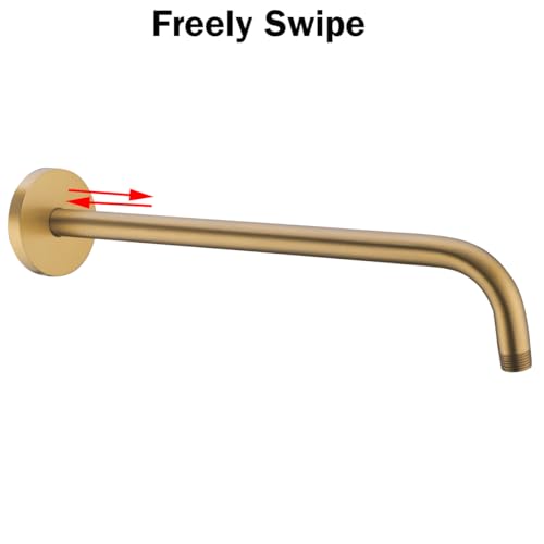 RANDOM 16 Inch Shower Arm with Flange,Stainless Steel 90 Degree Rain Shower Head Extension Arm,Wall-Mounted Shower Head Arm for Fixed Shower Head,Champagne Bronze.RD91018-16CB - color: 16″Champagne Bronze(Round Flange)
