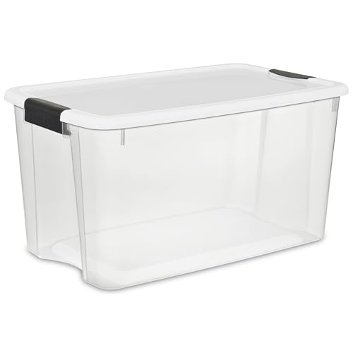 Sterilite Ultra Latch Box with Lids for Home and Office, 70 Quart, 12-Pack | Heavy-Duty and Stackable Plastic Containers with Latches for Closet, Cabinet, Bedroom, Bathroom and Dorm Room Organization - size: 70 Quart