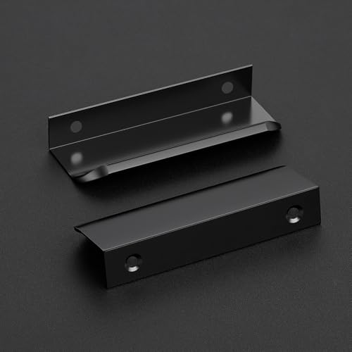 Matte Black Cabinet Handles Finger Edge Pulls 4 Inch CC 10 Pack - color: Matte Black, size: 102mm/4" Overall Length