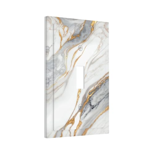 White Gray Gold Marble Light Switch Cover Decorative Wall Plate - color: 1 Gang Single Toggle