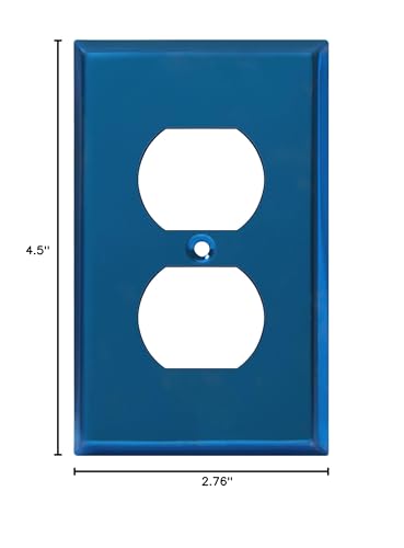ENERLITES Duplex Receptacle Metal Wall Plate, 1-Gang, Polished Blue - color: Polished Blue, size: Standard Size