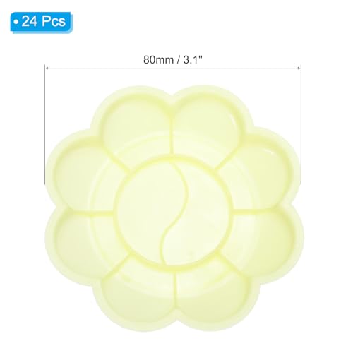 PATIKIL 24Pcs Paint Tray Palette, 3.1"/8cm Painting Palette Plastic Palette Flower Shape for Watercolor Gouache Painting Art Craft DIY Project, Yellow - color: Yellow