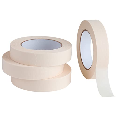 Lichamp Masking Tape 1 inch, 4 Pack General Purpose Beige White Masking Tape, 1 inch x 55 Yards x 4 Rolls (220 Total Yards) - size: 4 Rolls x 0.94 inch x 55 Yards