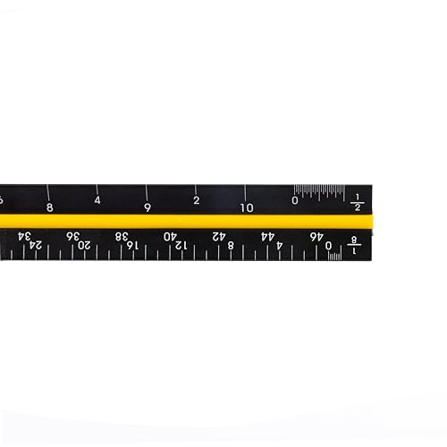 PEC tools Architectural Scale Ruler, 12" Laser-Etched Aluminum Imperial Triangular Drafting Tool