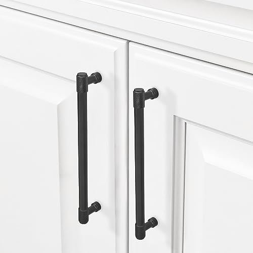 10 Pack 7.5 inch(192mm) Matte Black Kitchen Cabinet Handles Knurled Cabinet Pulls Black Drawer Pulls Kitchen Cabinet Hardware Dresser Handles - color: Matte Black, size: 7-1/2" Hole Center