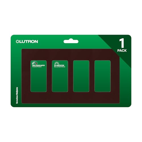 Lutron Claro Light Switch Cover Plate, 4 Gang Wallplate, Rocker Light Switch Cover, Screwless Plate For Outlets, Gloss, CW-4-BR, Brown - color: Brown, size: 1 Pack