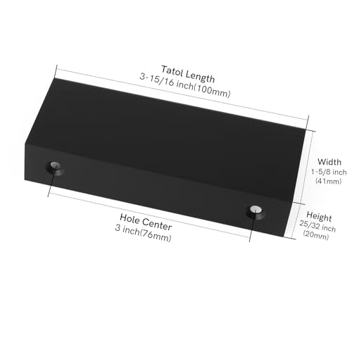 Rergy 10 Pack 3" Cabinet Pulls Black Finger Pulls for Cabinets - color: Black, size: Hole Center: 3in(76mm)