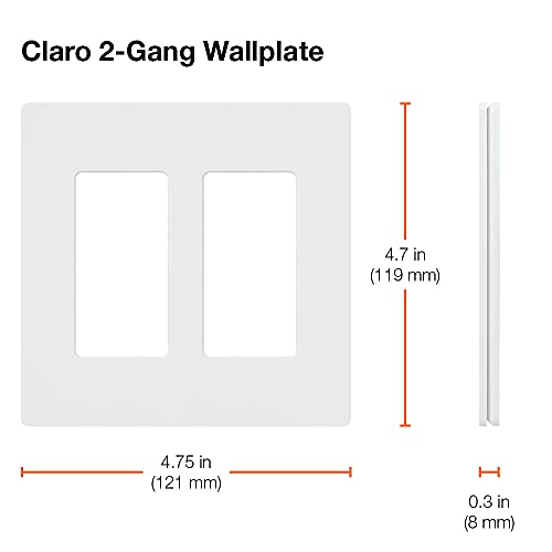 Lutron Claro Light Switch Cover Plate, 2 Gang Wallplate, Gloss - color: White, size: 1 Pack