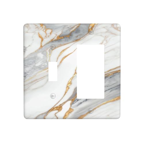 White Gray Gold Marble Light Switch Cover Decorative Wall Plate - color: 2 Gang 1 Toggle 1 Rocker Comb
