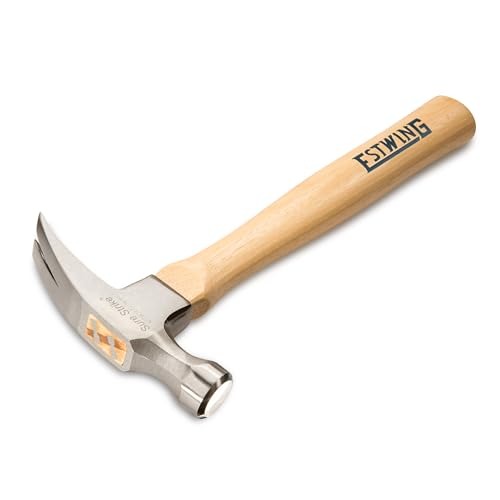 ESTWING Sure Strike Hammer - 16 oz Straight Rip Claw with Smooth Face & Hickory Wood Handle - MRW16S - size: 16 oz (Ounces)
