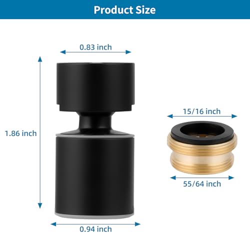 Hibbent NSF/ANSI/CAN 61 & cUPC Certified Faucet Aerator, Matte Black - color: Matte Black, style: Classic 360 Degree Faucet Aerator