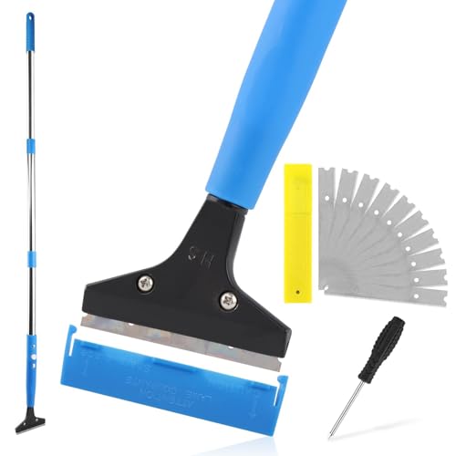 Heavy Duty Floor Scraper, 4" Wide Razor Blade with 48" Long Handle