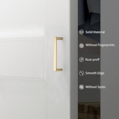 6 Pack 3.75 Inch Brushed Gold Cabinet Pulls, Kitchen Hardware - color: Brushed Gold, size: 3.75"/96MM Hole Center, style: 6 Pack
