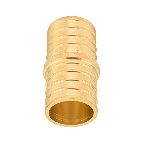(Pack of 8) EFIELD Pex 1-Inch x 1-Inch Straight Couplings Brass Crimp Fittings, ASTM F1807,(PEX1807010-8PCS) - size: Pack of 8, style: 1" x 1"