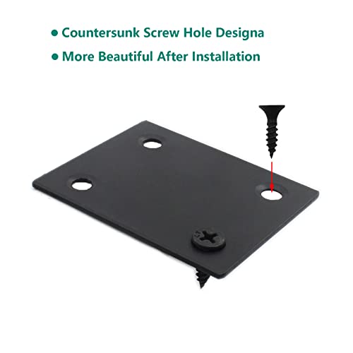 4 Pack Flat Straight Brace Brackets, ULIFESTAR Black Stainless Steel Mending Bracket Plate Metal Shelf Support Fixing Joining Plate for Furniture,Wood,Shelves,Cabinet with Mounting Screws - size: 60 x 48 x 2 mm