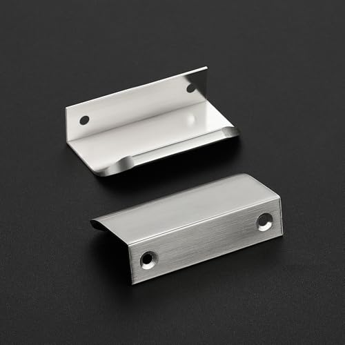 Brushed Nickel Cabinet Handles Finger Edge Pulls 3 Inch CC 10 Pack - color: Silver, size: 76mm/3" Overall Length