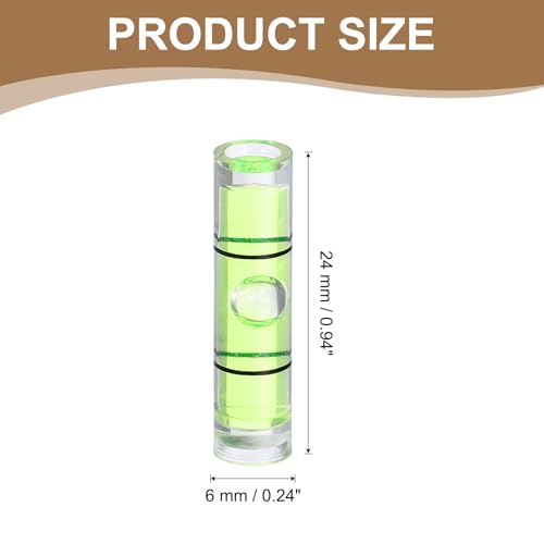 HARFINGTON 12pcs Mini Cylindrical Bubble Spirit Level Vials 6x24mm - size: 6x24mm