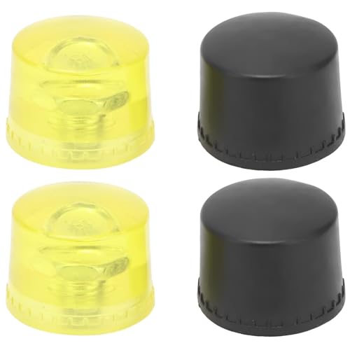 Replacement Mallet Head Tips Rubber Hammer 4 Pcs Yellow Black Plastic Set (Φ40mm)