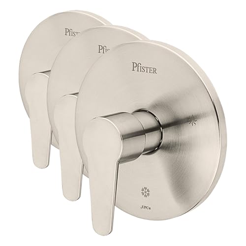 Pfister Pfirst Modern Valve Trim Only (Valve Body Sold Separately), Single Handle, 1-Hole, Brushed Nickel Finish, R89040K (Pack of 3) - color: Brushed Nickel, size: 3 Pack