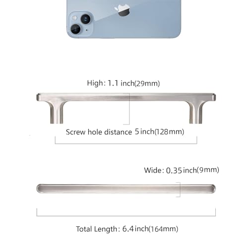 COTYKILEY 10 Pack 5 Inch(128mm) Brushed Satin Nickel Cabinet Handles Kitchen Cabinet Pulls Kitchen Cabinet Hardware - color: Brushed Satin Nickel, size: 5" Hole Center（128MM）