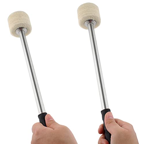 Jiozermi 2 Pcs Drum Mallet, Beige White, 13.8 Inches - color: Beige White