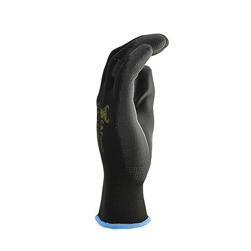 G & F Work Gloves for Men, Lightweight Grip, Polyurethane Coated, Touchscreen Compatible, Flexible & Breathable, Durable Construction, Ideal for Gardening, Mechanics, and General Duty Tasks, 12 Pairs - size: Medium