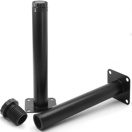 7 Inch Adjustable Steel Furniture Legs 4-Pack 1" Dia (Black) - size: 7 Inch